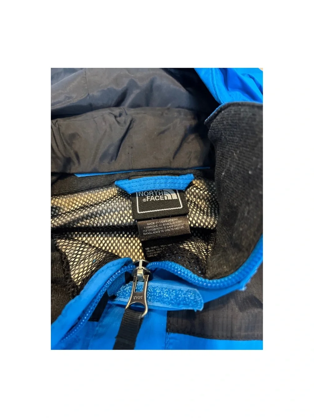 The North Face Men’s Bright Blue Hooded Raincoat with Black Yoke